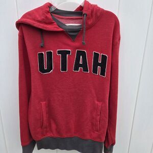 Utah University Utes Mens Red Hoodie Size Medium Colosseum Athletics Drawstring